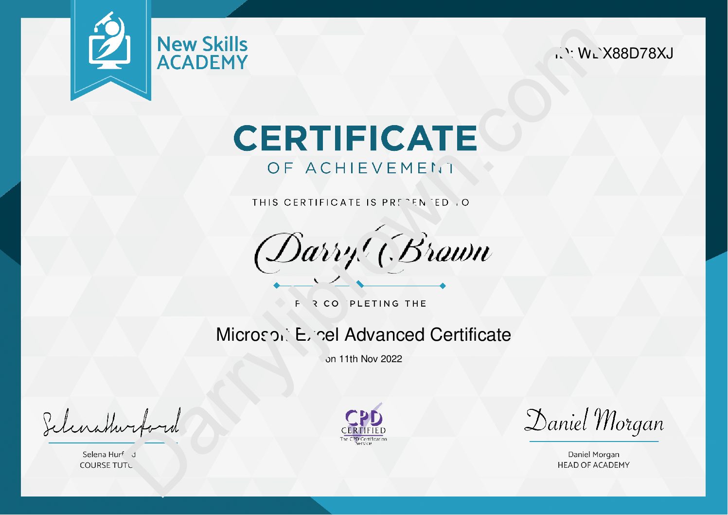 Excel Advanced certificate